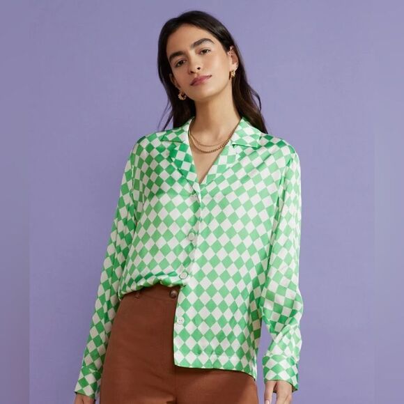Kitri Adina Checked Button Down Shirt NWT - Picture 1 of 12